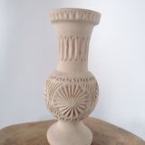 Clear natural terracotta vase decorated ethnic motifs