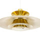 Golden colored aluminum pendant light from Frandsen Lighting. Denmark 1970s