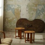 Pair of pine stools by a Swedish cabinetmaker, mid-century, 1960s.