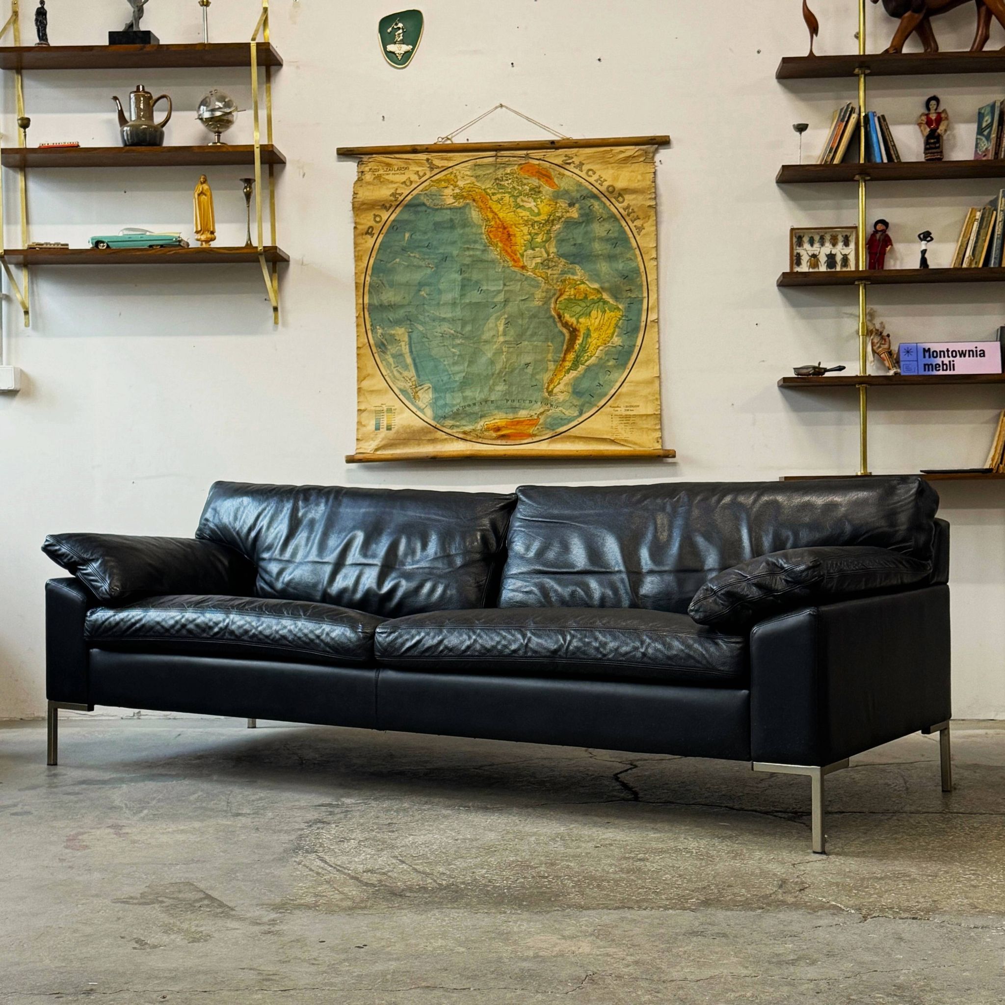 Leather sofa, Denmark, 1960s/70s, mid-century modern style, vintage