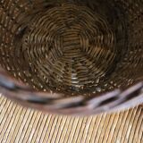 Small round wicker basket with one handle