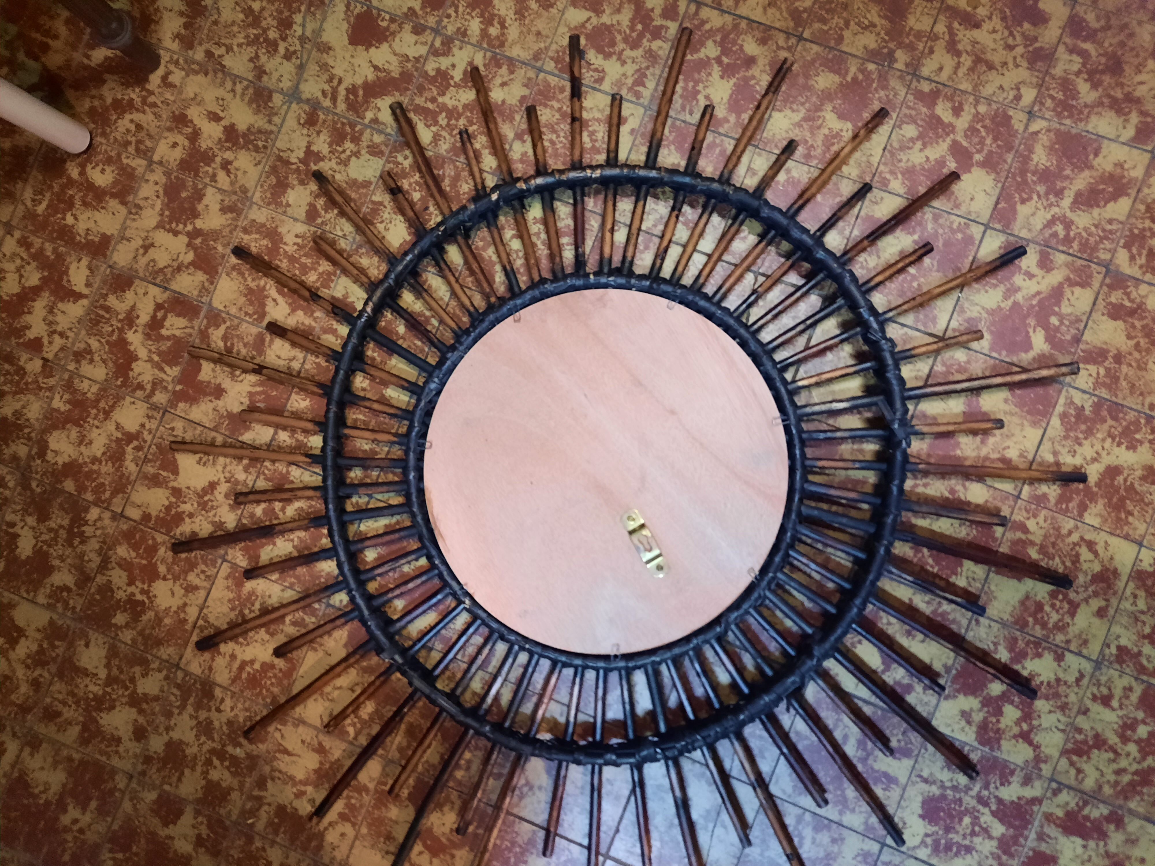 Miroir soleil en rotin 75cm