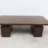 1960s Brutalist style rectangular coffee table with cut corners
