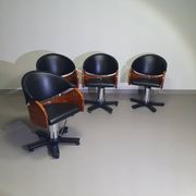 4 chaises de barbier italiennes des années 80, réglables en hauteur