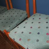 Set of 4 mid century dining chairs with turquoise covers, 1960