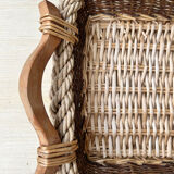 Rectangular burlap wicker basket