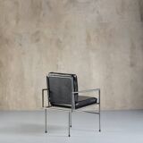 Leather armchair in aluminium, Italy, 1970s