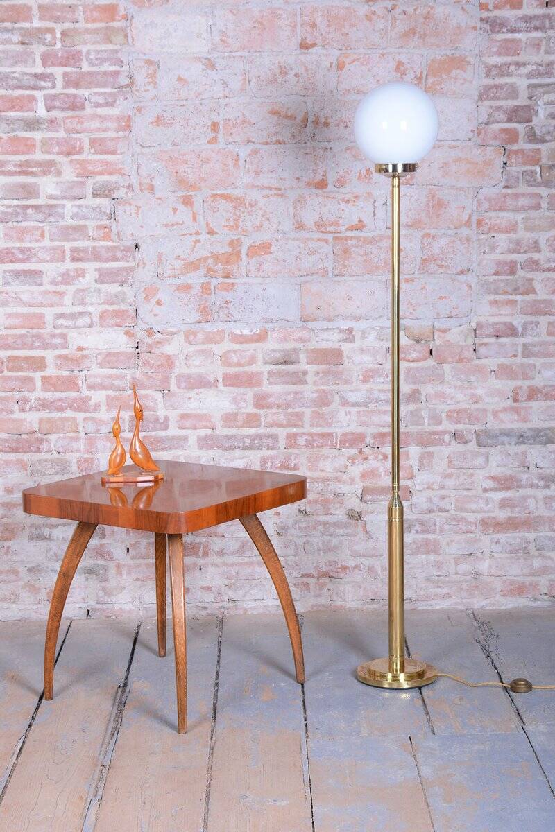Mid-Century Modern Floor Lamp in Brass and Opaline Glass, 1960s
