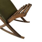 Ancien Repose Pied A Bascule Tissu Vert Et Bois Vintage Déco