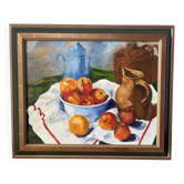 Still life with apples, jug, coffee pot signed Suzanne Marq