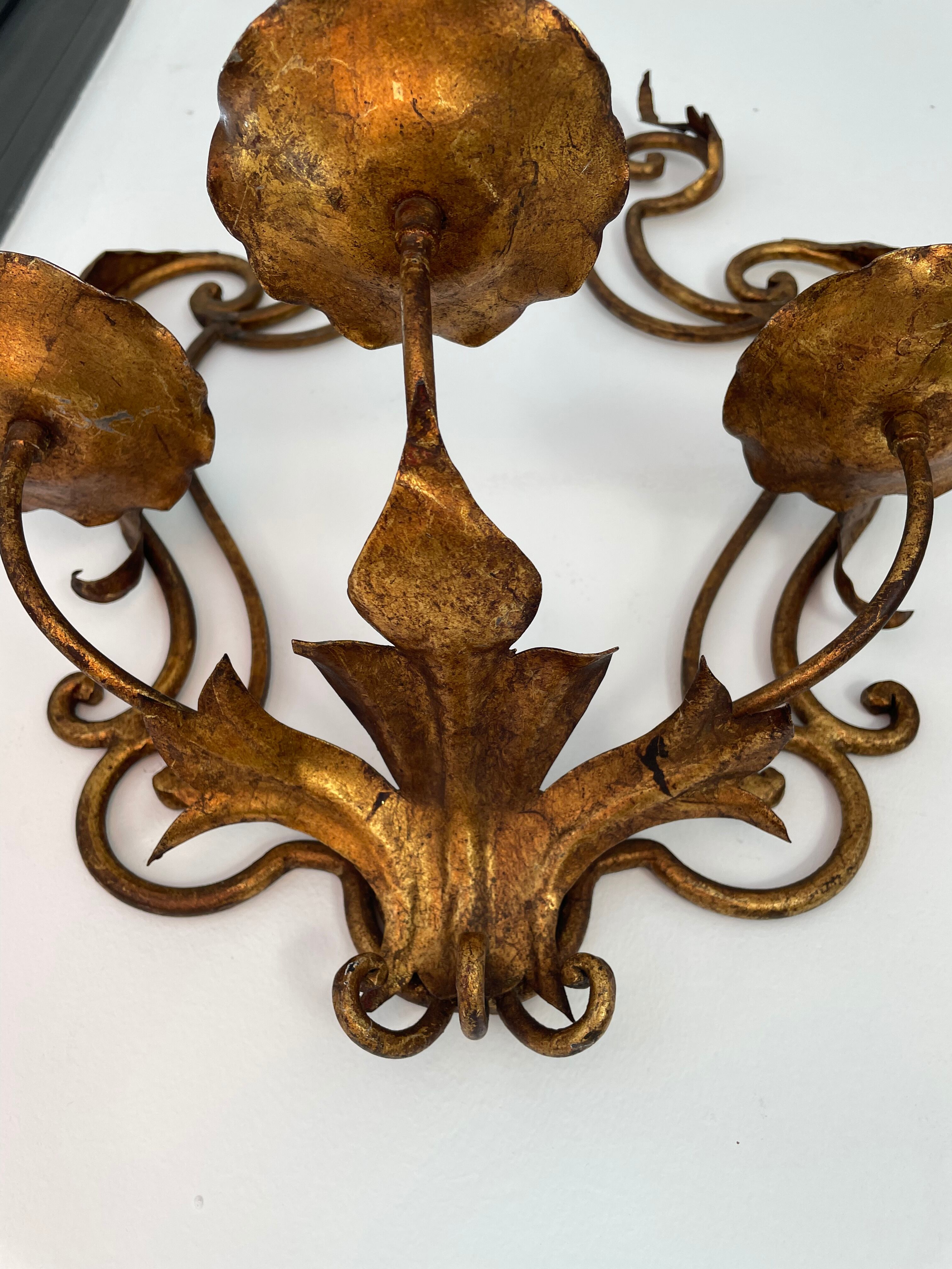 Pairs of sconces with 3 brass fires early XXth