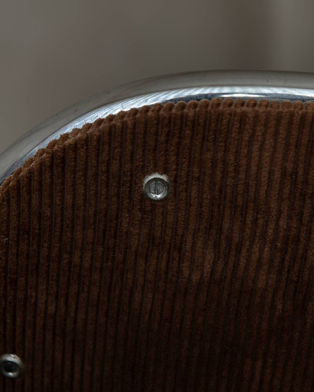 Vintage Chrome Folding Chairs (Pair) | Brown Corduroy Upholstery