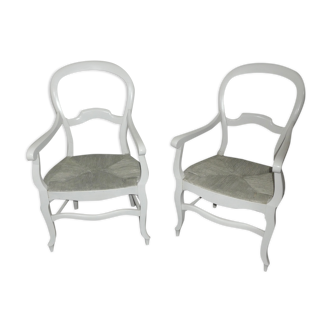 2 provencal straw chairs