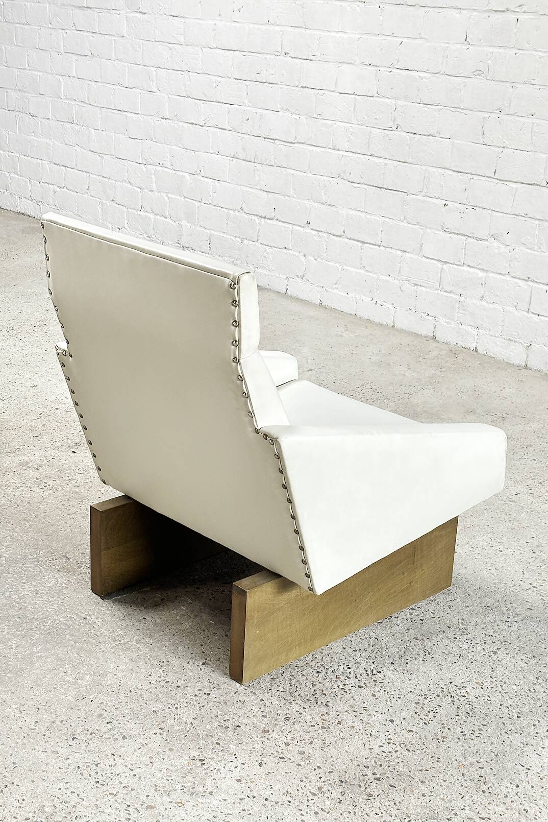 French Modernist Living Room Sofa Set In White Leather, 1950's