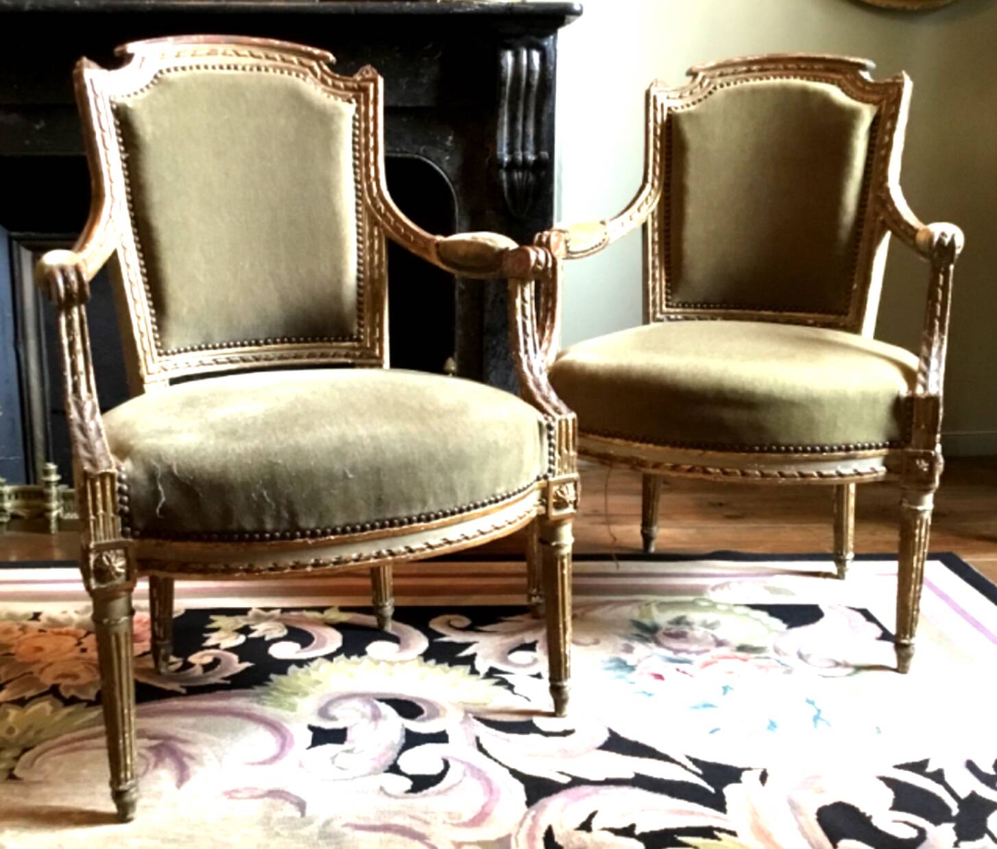 Pair of convertible armchairs Louis XVI.18th century