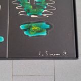 Vintage 1950 coffee table side table ceramic & metal hunting