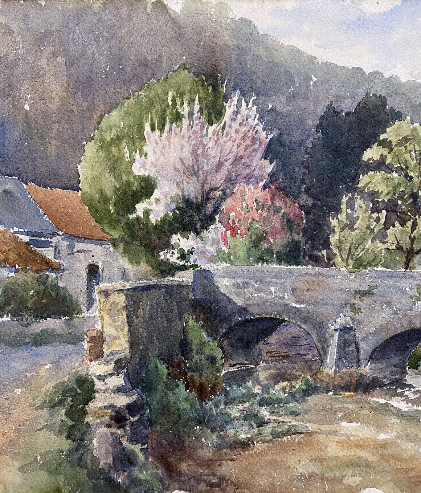Tableau aquarelle maurice thevenin (1895-1967) val suzon (21) le pont