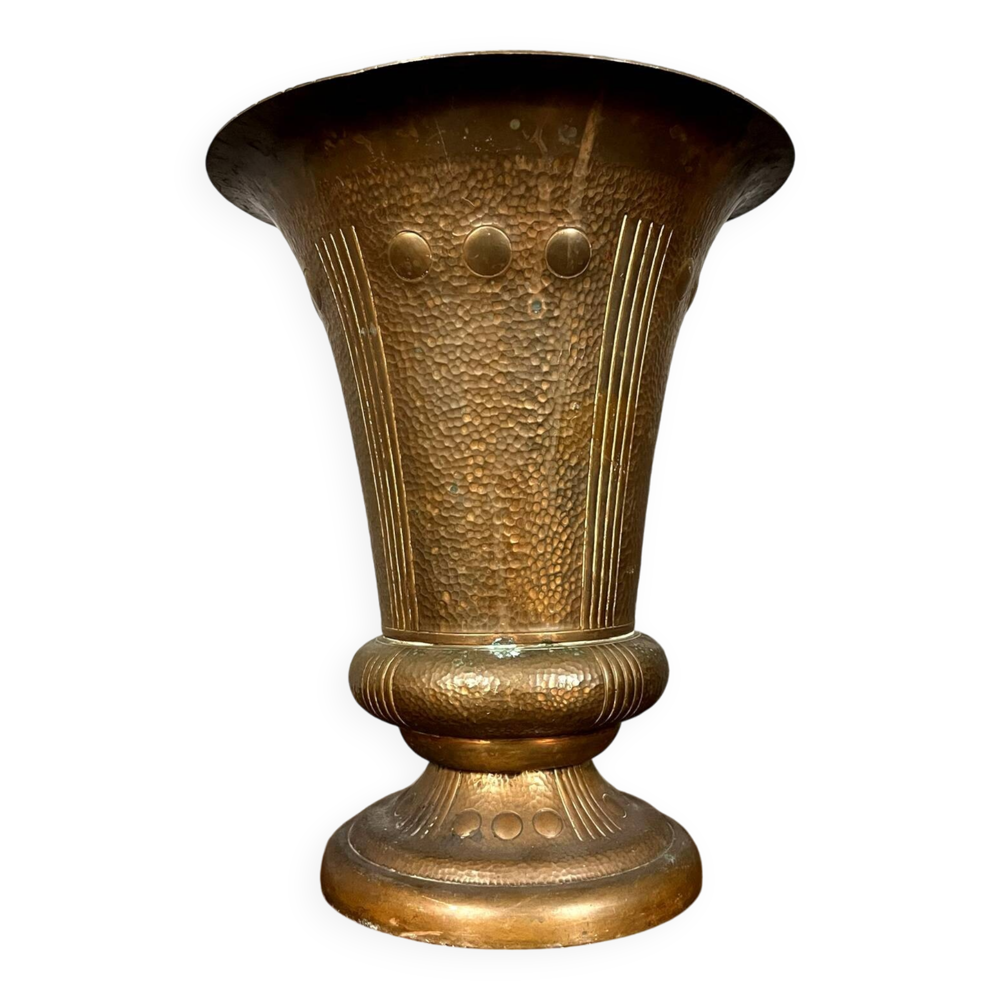 Art Nouveau period Medicis vase in gilded brass circa 1900