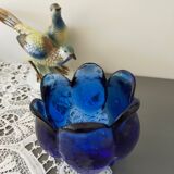Cobalt blue molded glass vase shaped ball corolla vintage from the 60s