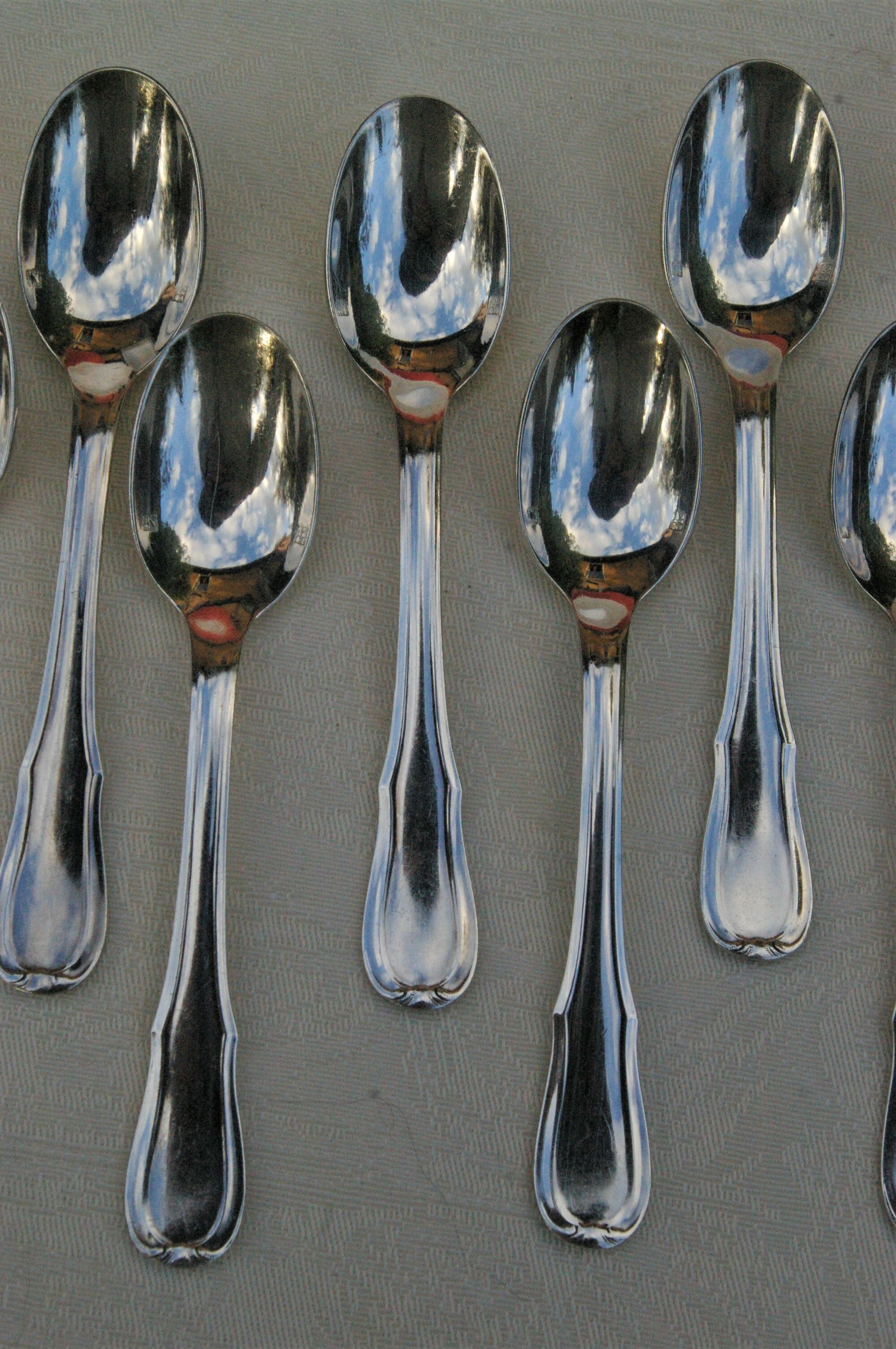 Set 12 Teaspoons Moka in silver metal - Model net staple
