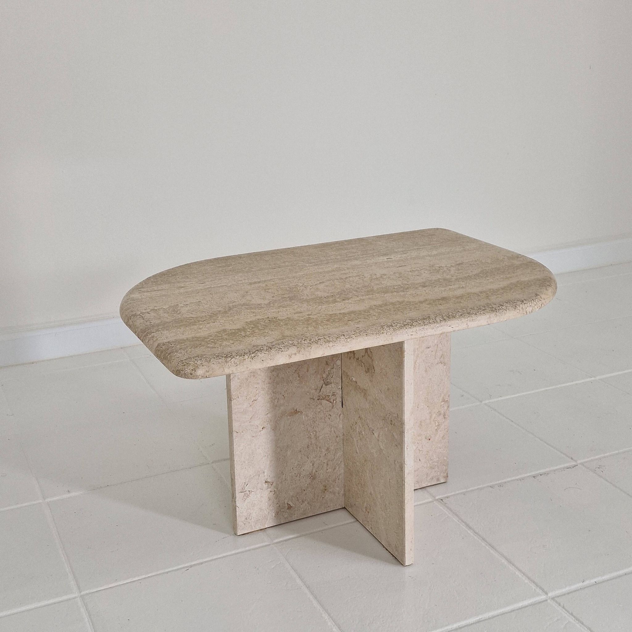 Travertine Coffee or Side Table in Teardrop Shape, Italy 1980s