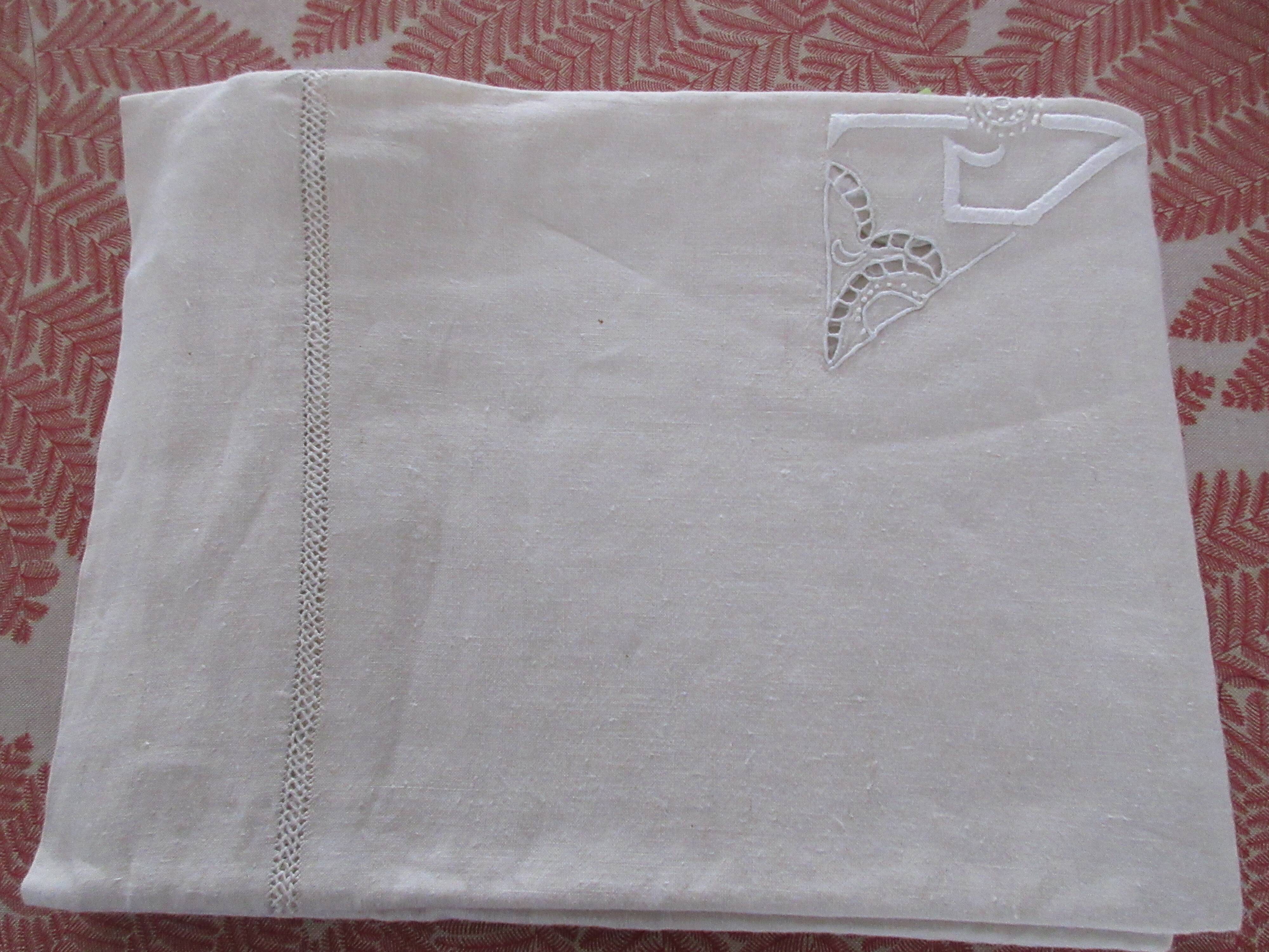 Drap lin monogramme PP art déco