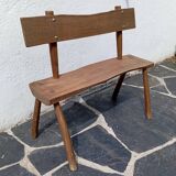 Small brutalist children's bench in elm and oak
