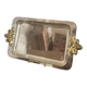 Ancien Plat Plateau Service Métal Argenté Art déco Anse Noeux Doré
