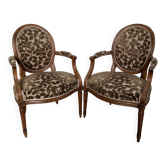 Paire de fauteuils Médaillon d'époque Louis XVI