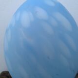 Lampe oeuf Domec en verre bleu et blanc, nuages, 1970