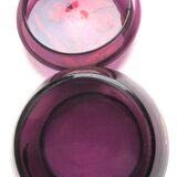 Bonbonnière art nouveau verre violet émaillé Legras iris à l'or fin