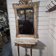 Antique Art Nouveau gilded mirror, 138cm