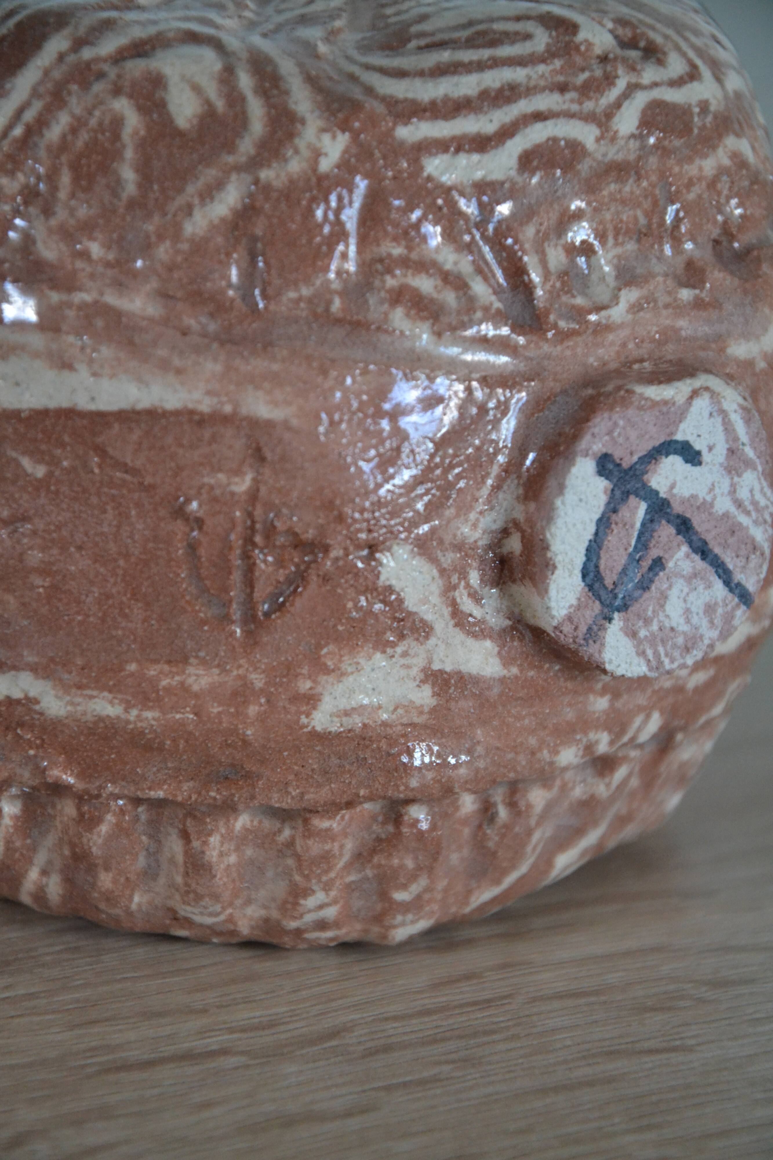 Stoneware vase signed GT