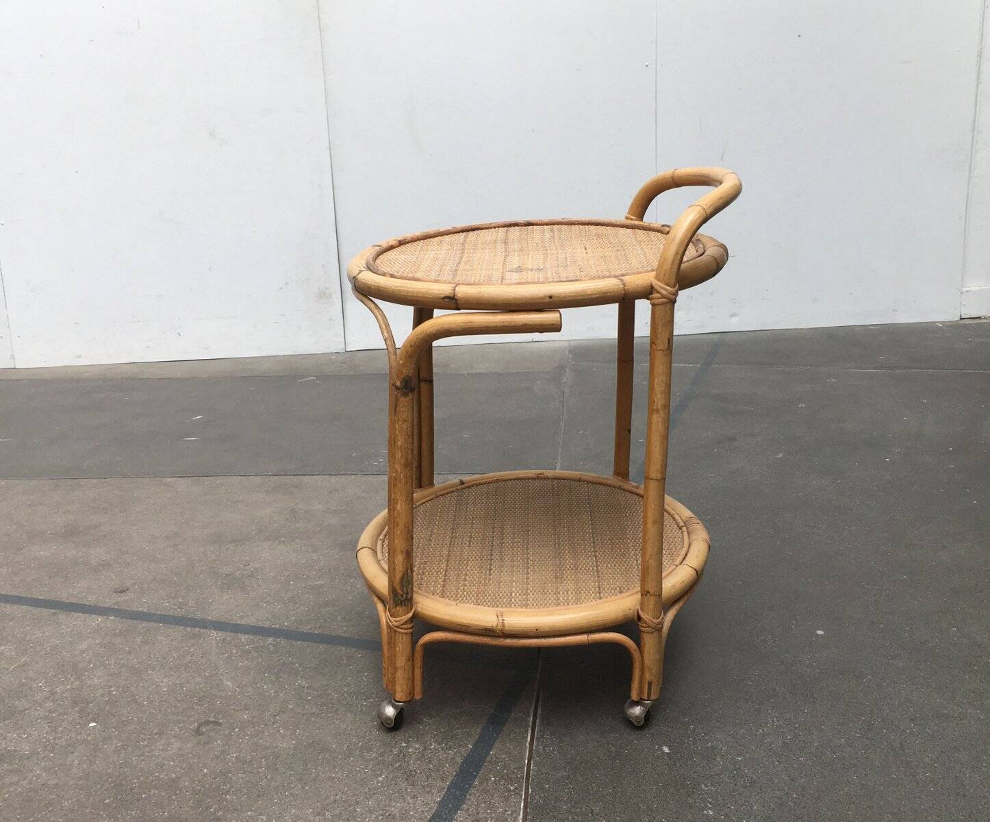 Vintage service dessert in Italian rattan and bamboo by Dal Vera.