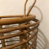 Umbrella stand with 2 handles in curved rattan and wood, circa 1960.