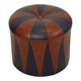 Round Vintage Pouf Purple Bordeaux Two-tone Skai Sixties