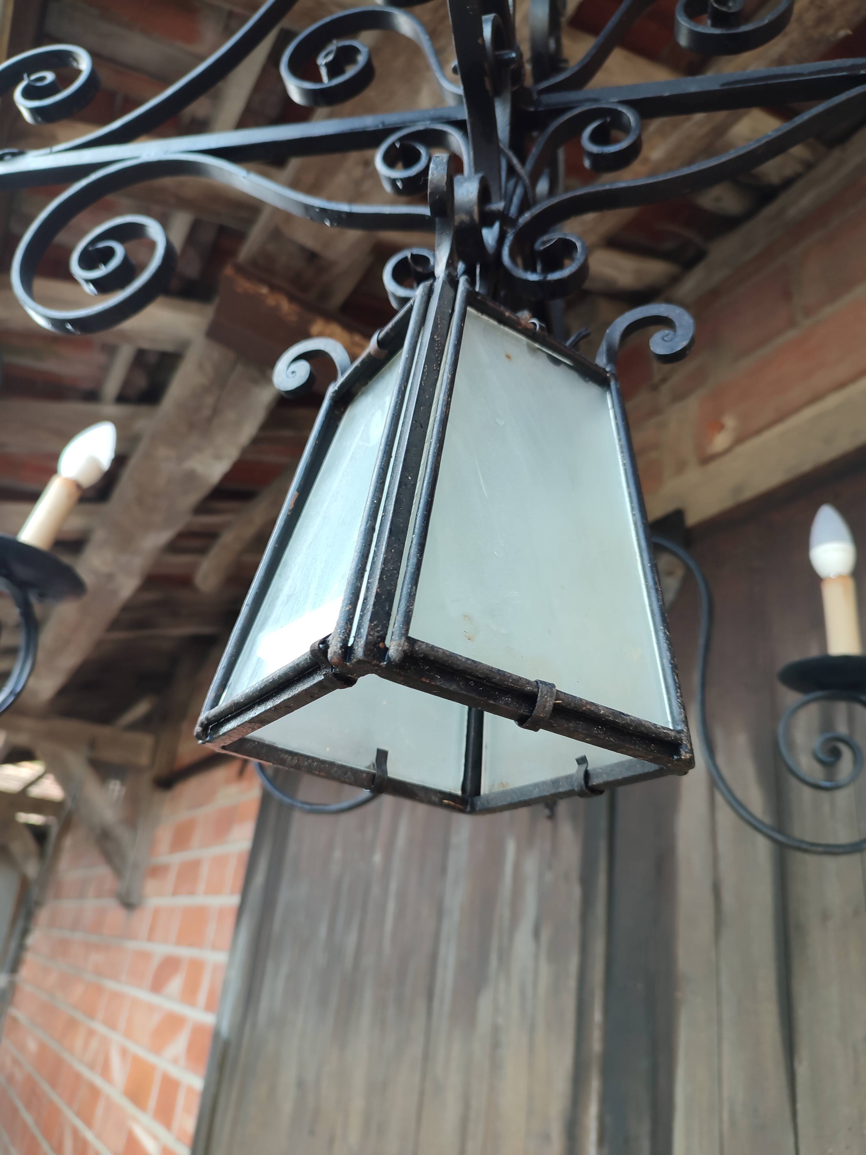 Chandelier art nouveau wrought iron