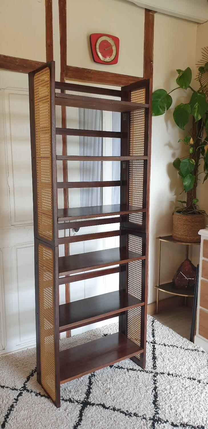 Pair of foldable cane bookcases
