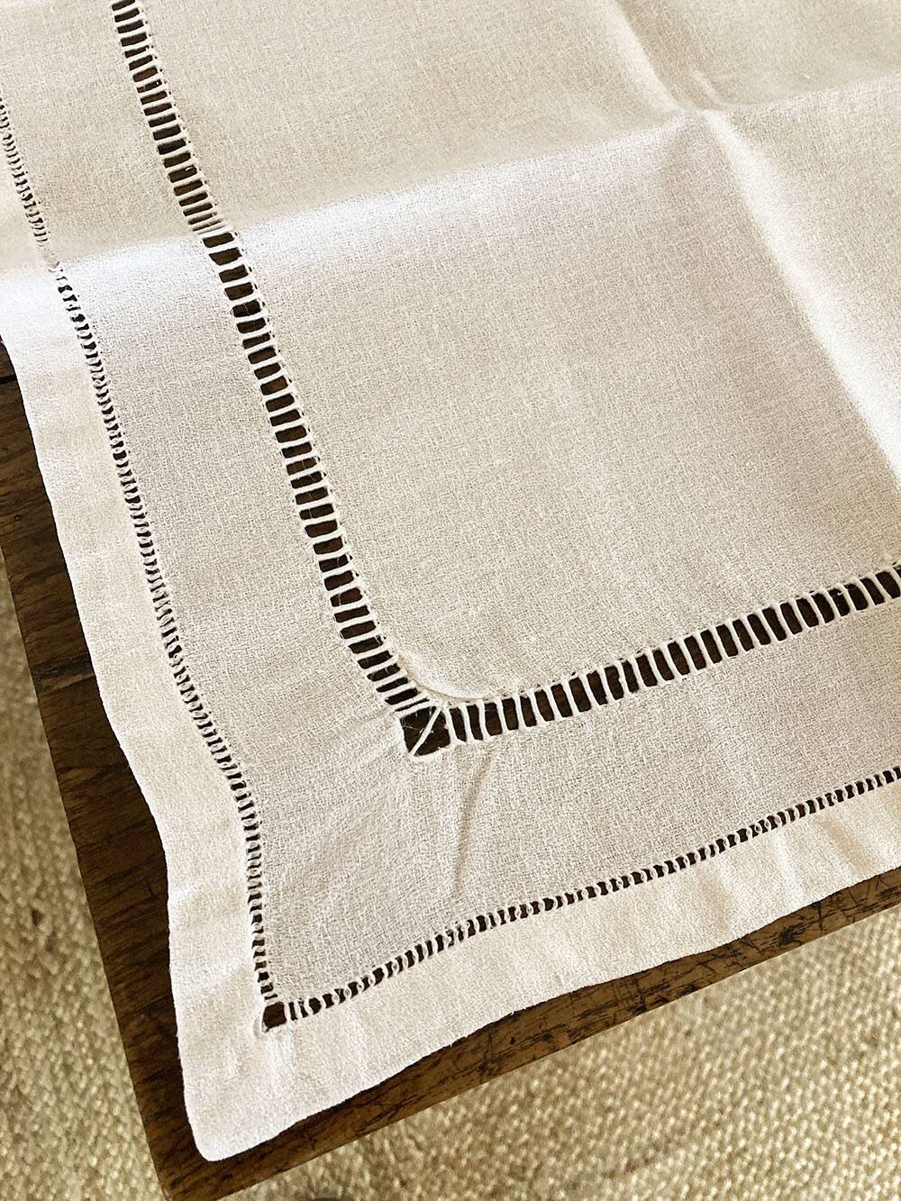 5 old openwork cotton crepe napkins