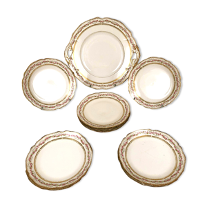 Service à tarte, porcelaine - roses