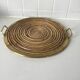 Round vintage bamboo and brass tray in the spirit of Gabrielle Crespia.