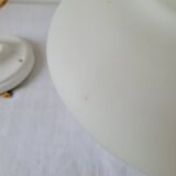 Opaline and teak pendant light