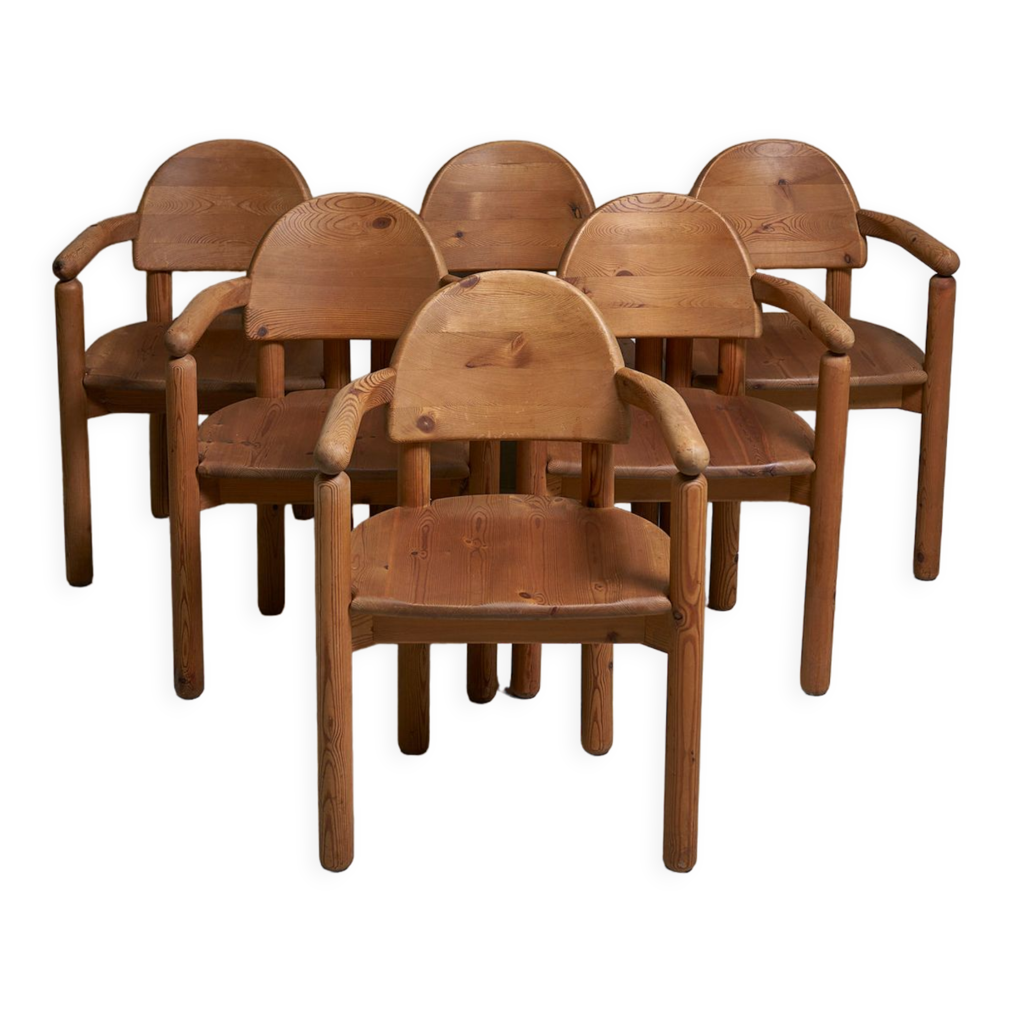 6 pine chairs by rainer daumiller for hirtshals savvaerk a/s, denmark, 1970s