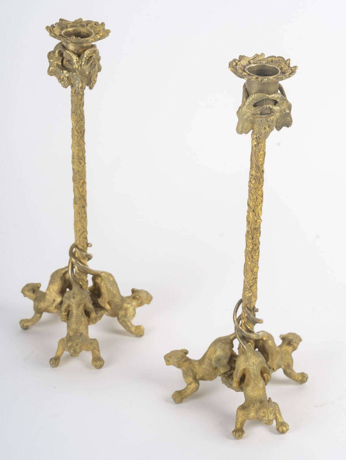 Pair of gilded bronze candlesticks from the Napoléon III period.