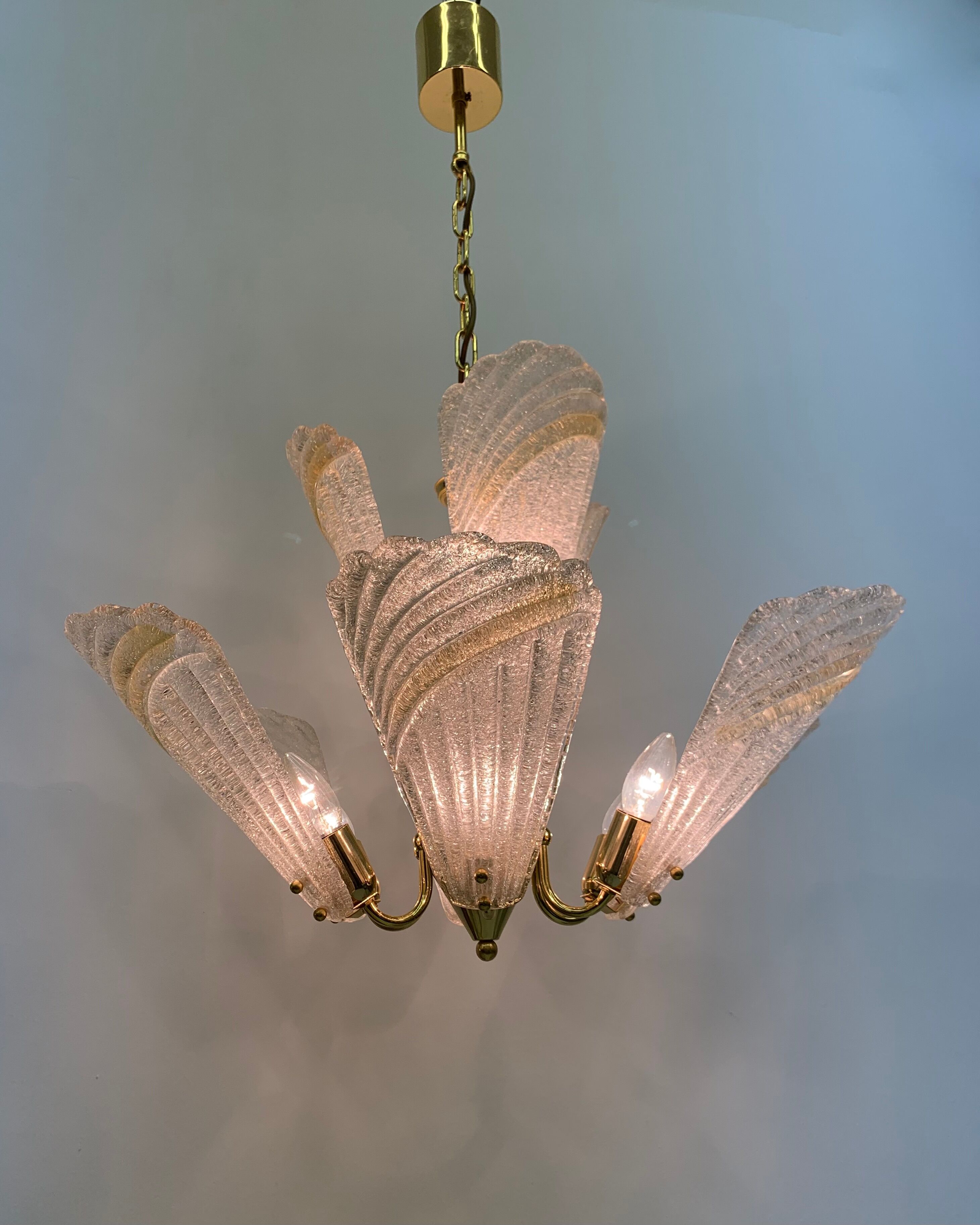 Italian murano glass chandelier hollywood regency design , 1970