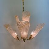 Italian murano glass chandelier hollywood regency design , 1970