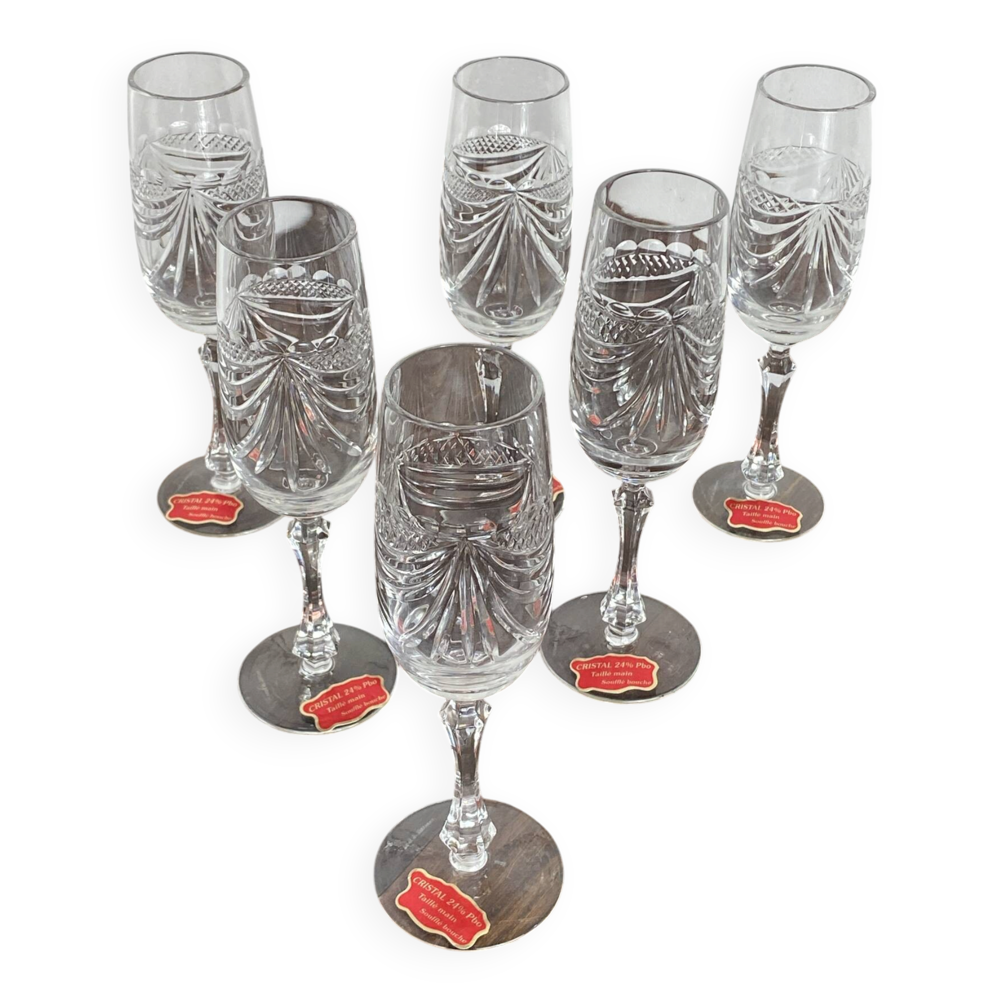 Champagne flutes, cut crystal from Lorraine, with original box.