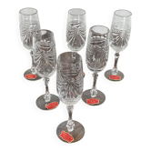Flûtes à champagne, cristal taillé de Lorraine,avec coffret d’origine