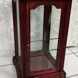 Showcase low glass beveled exotic wood