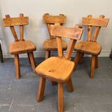 4 antique solid pine chairs